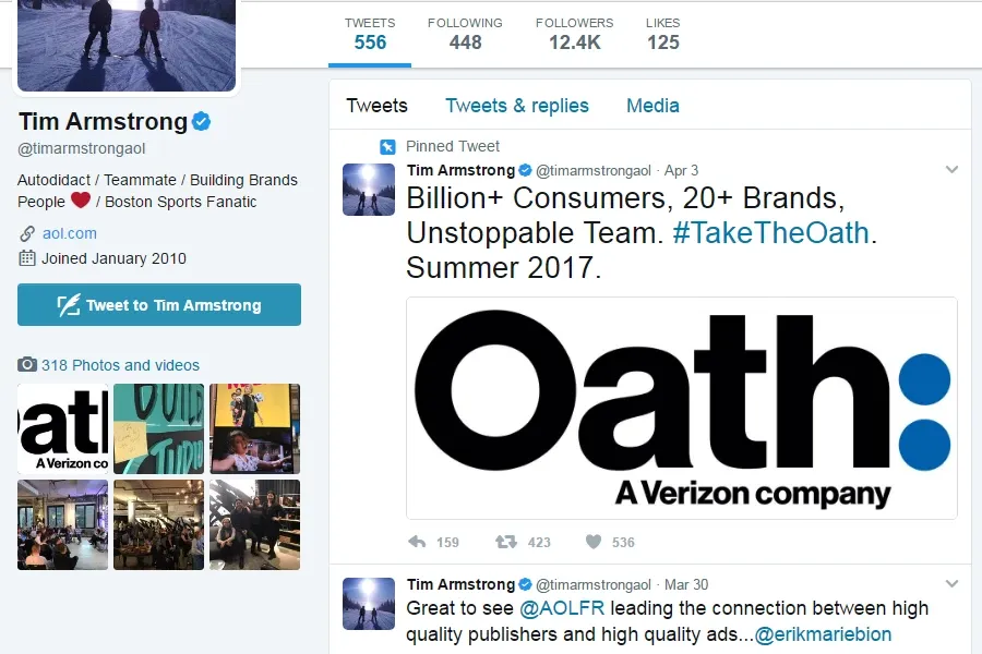 New Verizon Unit Oath Will Debut When Yahoo Is Merged With AOL